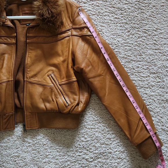 KNOLES CARTER CHESTNUT BROWN ITALIAN LAMBSKIN COAT BOMBER - Picture 8 of 10